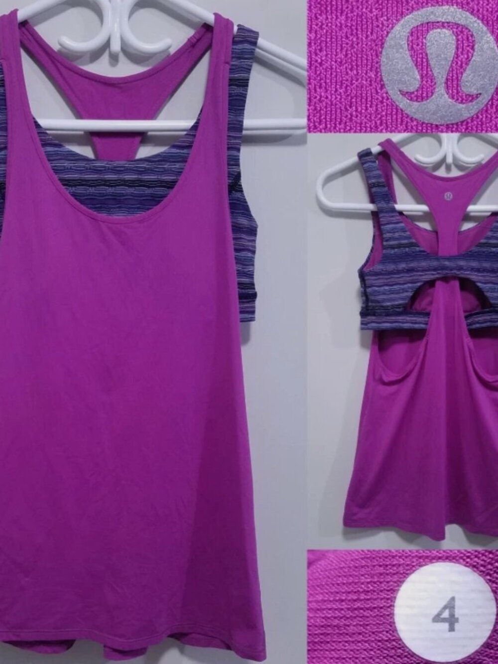 Lululemon All Sport Support Tank Space Dye Twist Ultra Violet Top Multi 4 XS